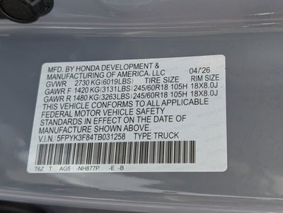 2026 Honda Ridgeline Black Edition