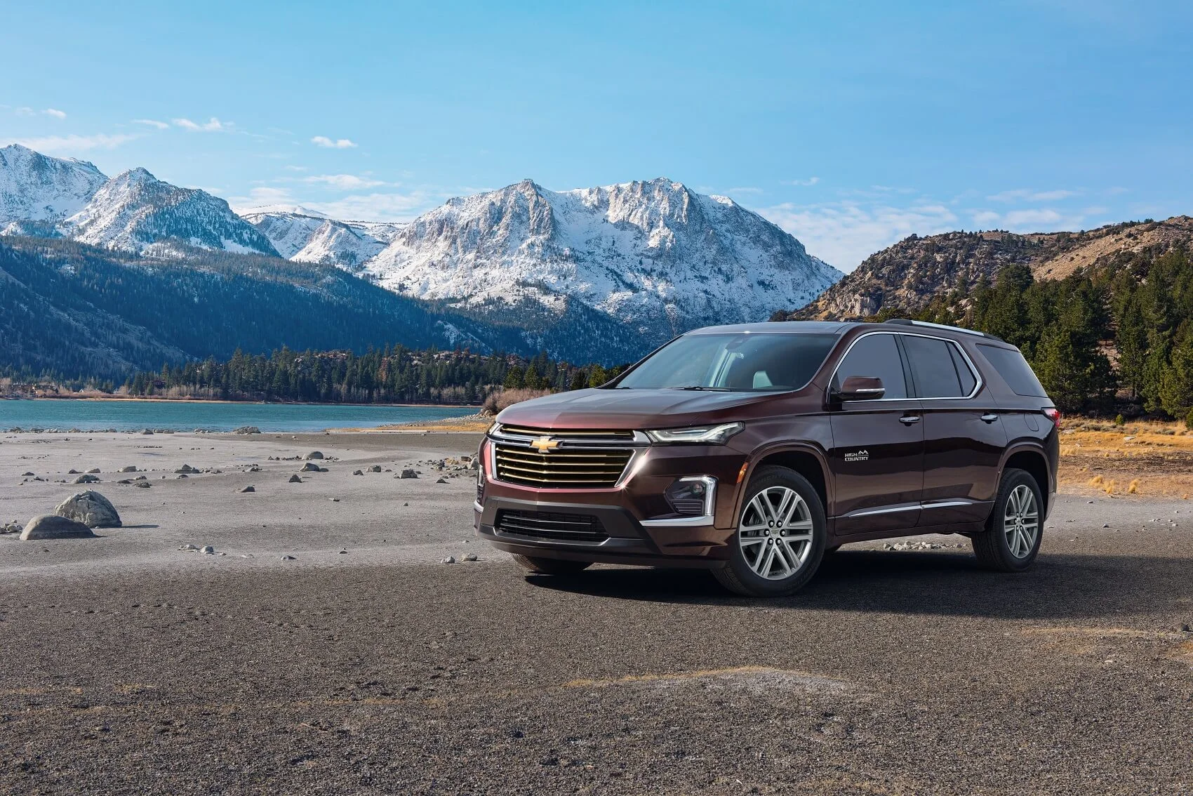 2022 Chevy Traverse in Front of Mountain