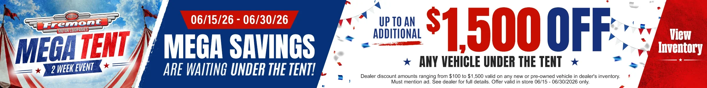 Fremont Motors Mega Tent Event Banner